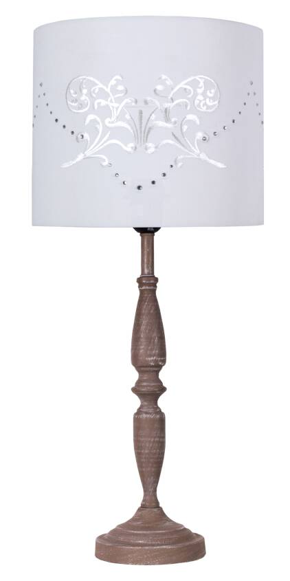 Candellux FARISA 41-03409 lampa stołowa abażur biały ze wzorem 1X60W E27 25 cm