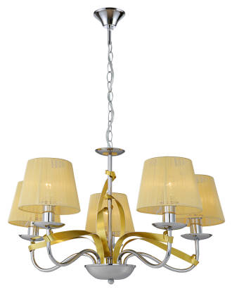 Candellux DIVA 35-55064 lampa wisząca chrom abażur złoty 5X40W E14 60cm