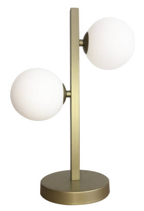 Candellux KAMA 42-73433 lampa stołowa mosiądz dwa białe klosze kula 2X28W G9 12 cm