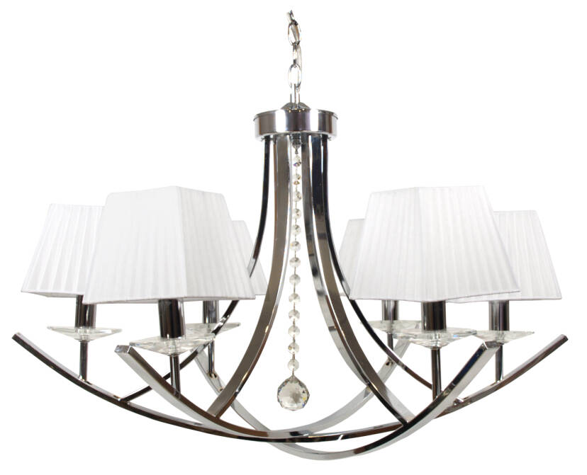 Candellux VALENCIA 36-84579 lampa wisząca chrom kryształy abażur 6X40W E14 80cm