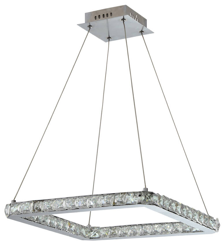 Candellux LORDS 31-34854 lampa wisząca kwadrat chrom kryształy LED 24W 42x42cm