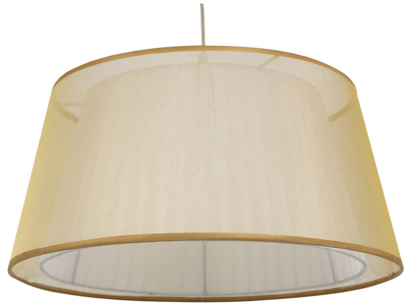 Candellux CHARLIE 31-24961 lampa wisząca abażur wewnętrzny tasiemkowy+ zewnętrzny z półprzezroczystej organzy złoty 1X60W E27 45 cm