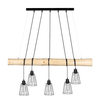 Spot Light 69214504 Trabo Long lampa wisząca drewno naturalna sosna 5xE27 60W 115cm