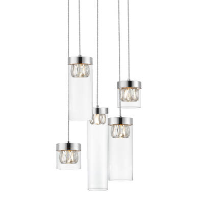 Zuma Line P0389-05D-F4AC GEM lampa wisząca chrom srebrny 5xG9 28W 43cm