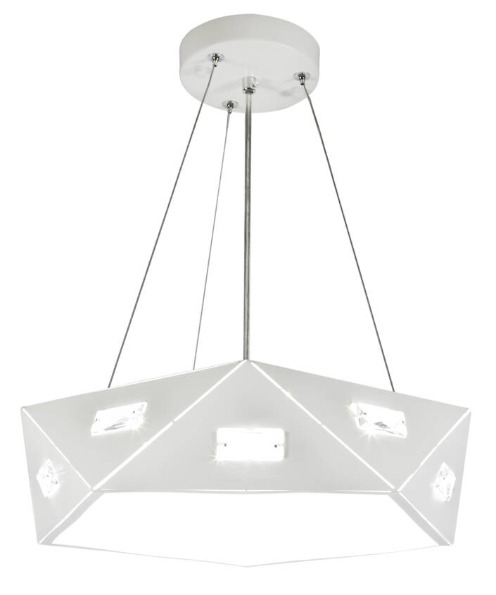 Candellux NEMEZIS 31-59147 lampa wisząca pięciokątna biała z kryształami 3X40W G9 42cm