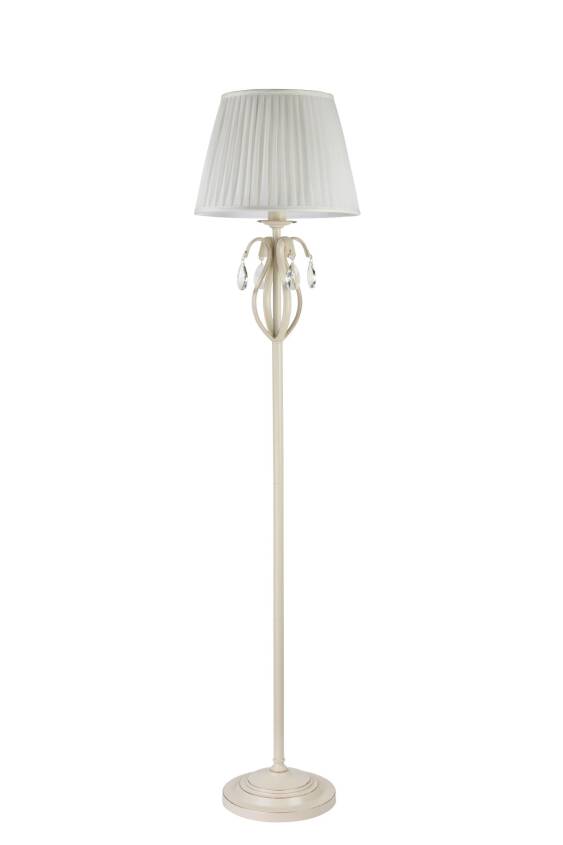 Maytoni Brionia ARM172-11-G lampa podłogowa rama metalowa beżowa plisowany satynowy biały abażur kryształki 1xE14 40W 38 cm