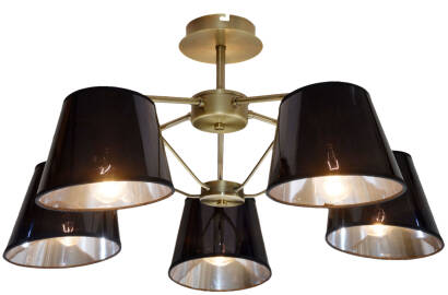 Candellux CORTEZ 35-54999 plafon lampa sufitowa patyna czarne abażury 5X40W E14 66cm