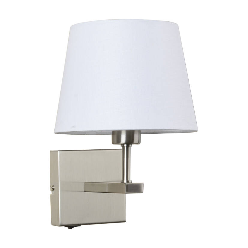 Italux Norte WL-1122-1-A-SN-RO-WH kinkiet lampa ścienna nowoczesny nikiel stalowy abażur tkanina biały 29cm IP20 E27 1x60W