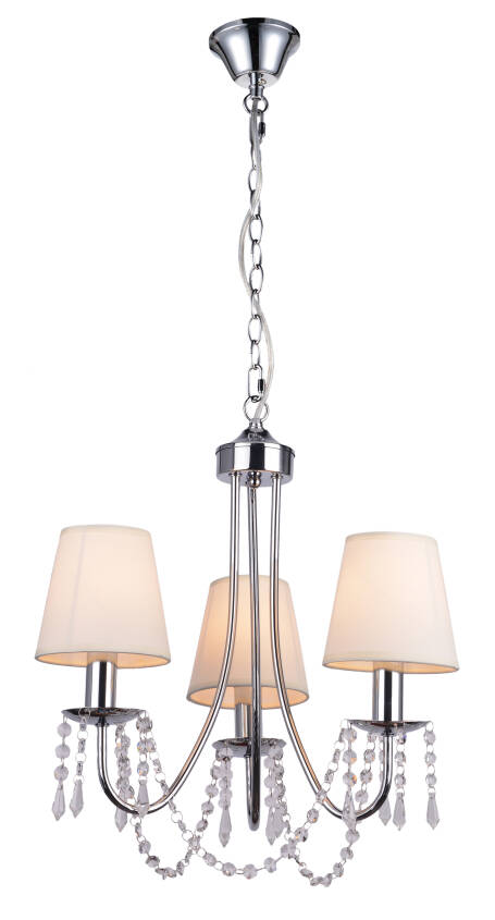 Candellux RUTI 33-58713 lampa wisząca abażur beżowy 3X40W E14 chrom kryształki 50cm