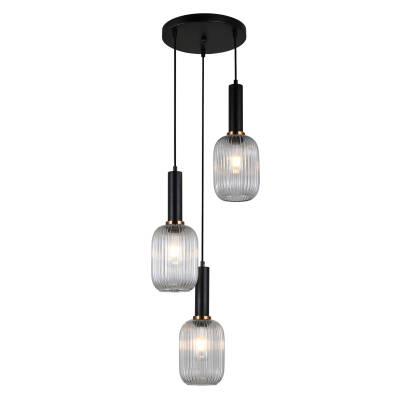 Italux Antiola PND-5588-3AM-BK+CL lampa wisząca nowoczesna 40cm IP20 3xE27 40W