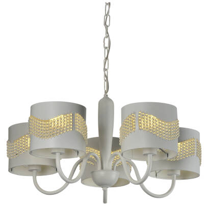 Candellux ANTONIO 35-23001 lampa wisząca koraliki 5X60W E27 abażur biały 60cm