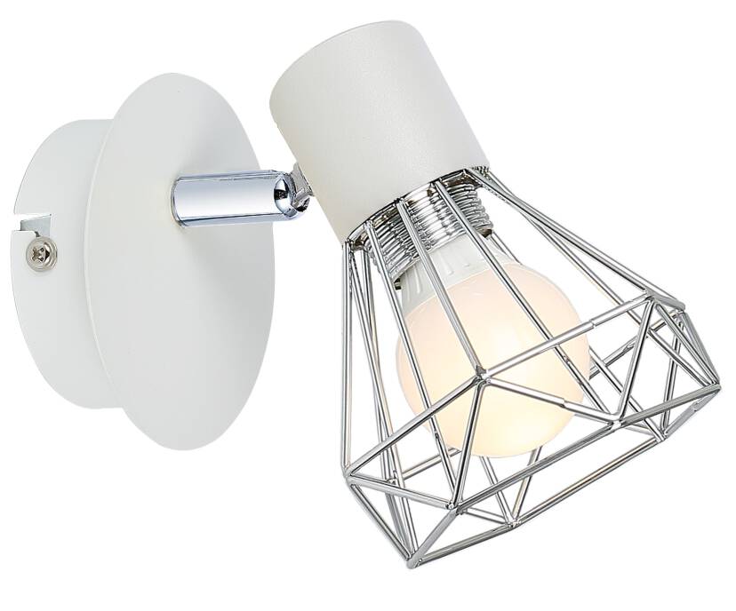 Candellux VERVE 91-61331 kinkiet lampa ścienna chrom 1X40W E14 biały abażur ażurowy 9cm