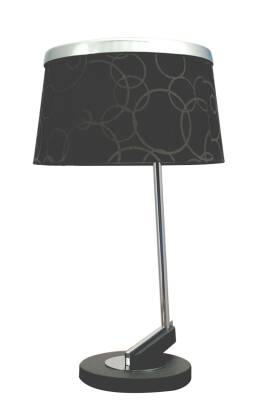 Candellux IMPRESJA 41-45310 lampa stołowa abażur z ozdobnym metalowym ringiem czarna chrom 1*60W E27 30 cm