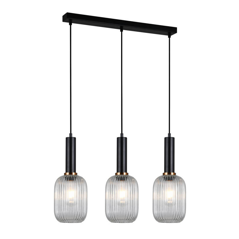 Italux Antiola PND-5588-3M-BK+CL lampa wisząca nowoczesna 62cm IP20 3xE27 40W