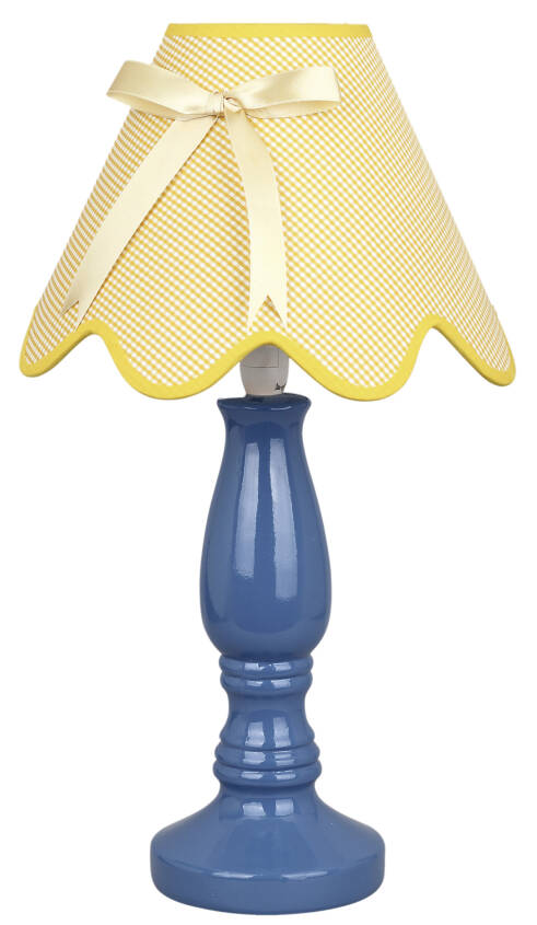 Candellux LOLA 41-63472 lampa stołowa abażur niebiesko-żółta z kokardą 1X40W E14 25cm