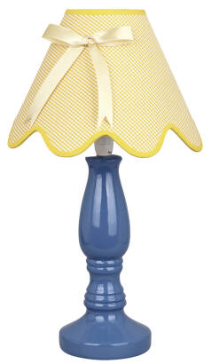 Candellux LOLA 41-63472 lampa stołowa abażur niebiesko-żółta z kokardą 1X40W E14 25cm