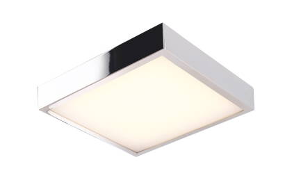 Maxlight KROM C0145 plafon lampa sufitowa prosty kwadrat polerowany metal mleczne szkło 1x16w LED 3200K 33x33cm IP44 