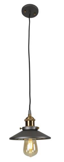 Maxlight Haga P0321 lampa wisząca szary mosiądz metalowa industrialna 1X40W E27 19cm