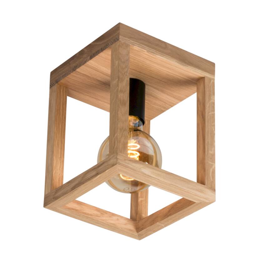 Spot Light 9154174 Kago plafon lampa sufitowa prostokątna rama drewninana dąb olejowany/metal czarny 1xE27 60W 20cm