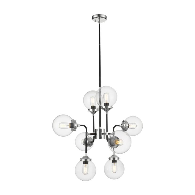 Zuma Line P0454-08D-STAC RIANO lampa wisząca srebrny czarny 8xE27 40W 92cm