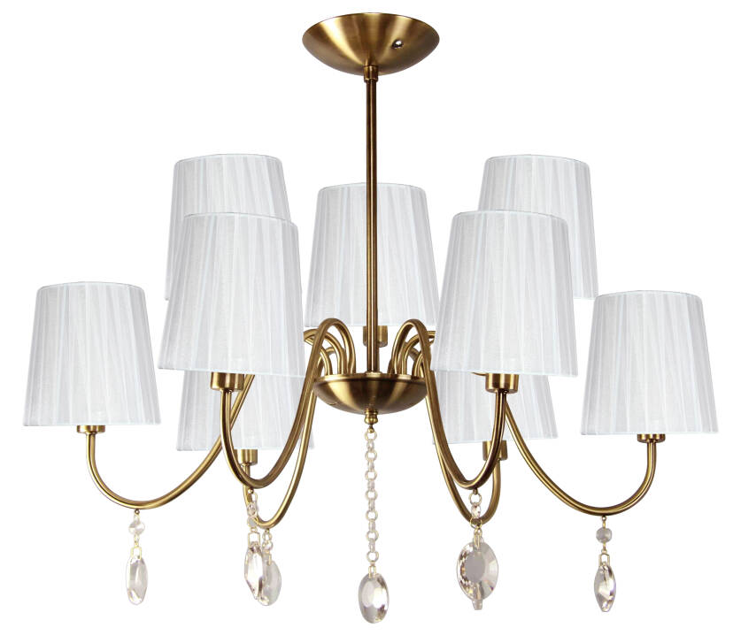 Candellux SORENTO 39-38173 lampa wisząca abażur biały kryształki patyna 9X40W E14 73cm