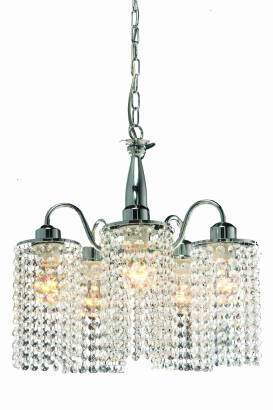 Light Prestige Bright Star 5 LP-812/5P lampa wisząca chrom szklane klosze z kuleczek 5x60W E27 41,5cm