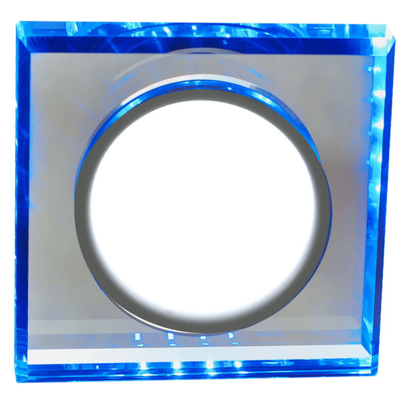 Candellux SSP-22 CH/TR+BL 2263892 oprawa do wbudowania stropowa 8W LED 230V ring LED niebieski oczko sufitowe kwadratowa szkło