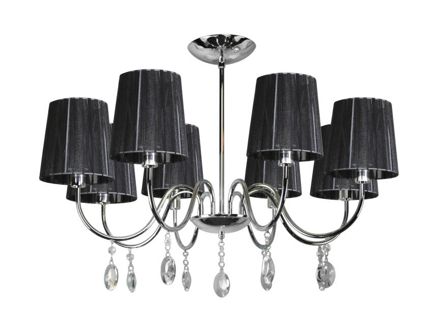 Candellux SORENTO 38-38067 lampa wisząca abażur czarny kryształki 8X40W E14 chrom 68cm