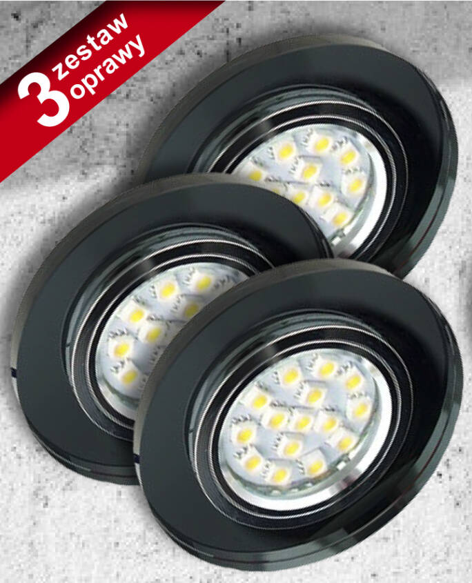 Candellux SS-15 CH/BK oprawy do wbudowania zestaw trzech opraw czarny 3X50W GU10 bez żarówki min 6,4cm