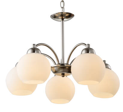 Candellux TOBAGO 35-25463 lampa wisząca szklany klosz 5X60W E27 satyna nikiel 52cm