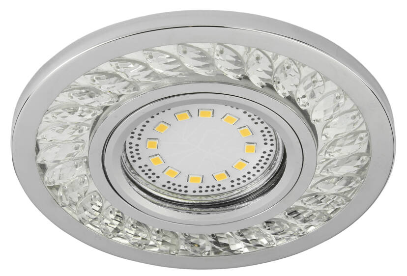 Candellux SK-92 CH/TR 2268705 oprawa do wbudowania stropowa kryształki bezbarwneGU10 50W+LED SMD 3W 230V CHROM  oczko sufitowe lampa sufitowa 10 cm