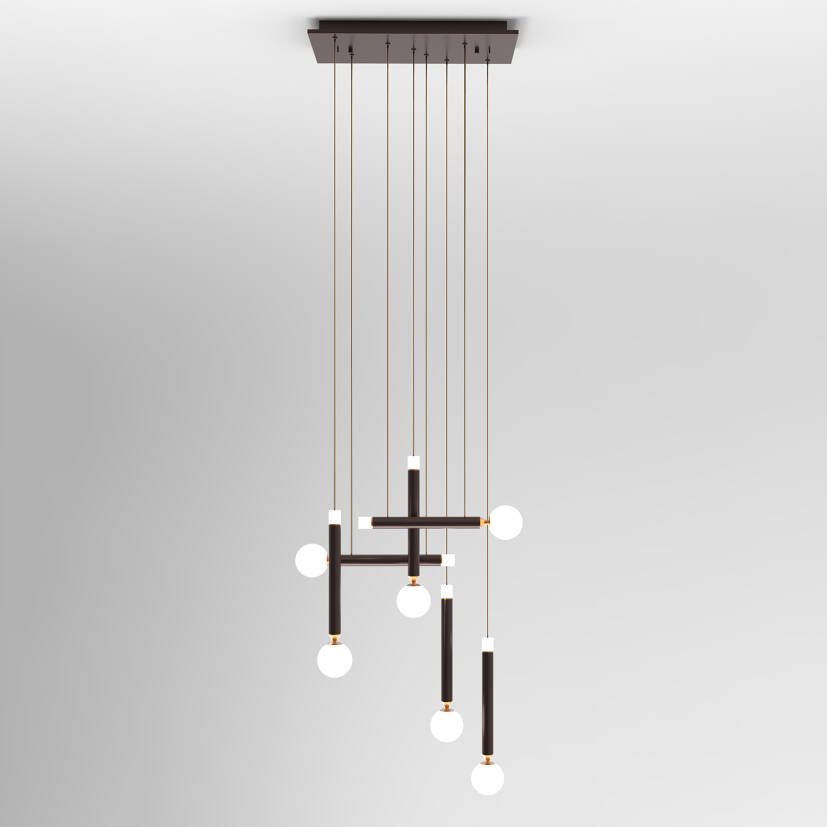 Italux Laon PND-2018109-6 lampa wisząca nowoczesna aluminium kawowy klosze szkło dmuchane biały LED 6W 3000K IP20 43cm