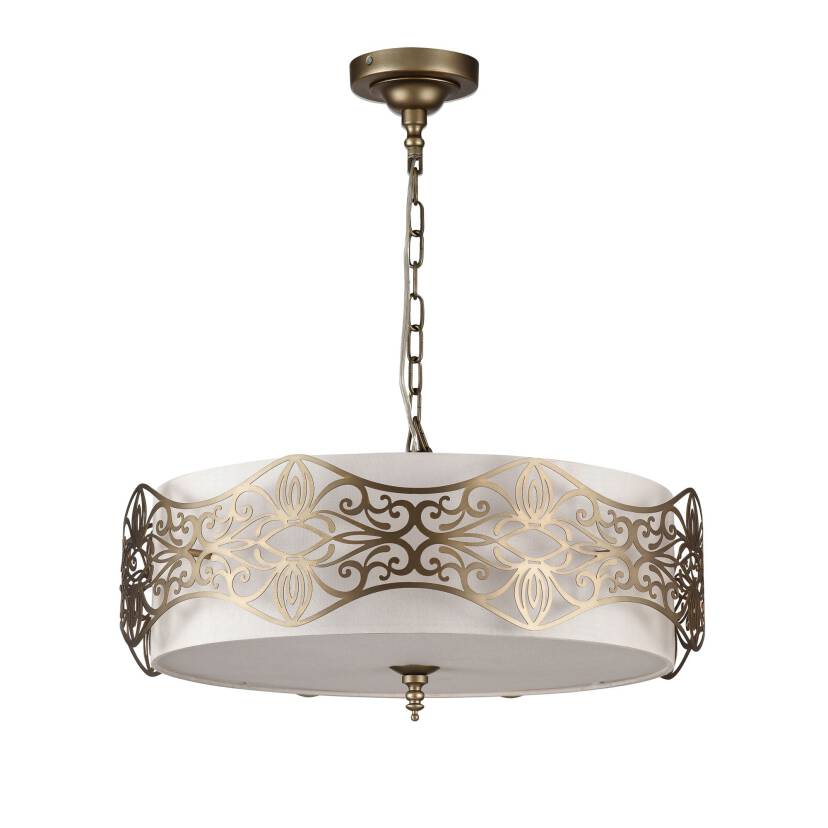 Maytoni Burgeon ARM959-PL-06-G lampa wisząca metalowa dekoracja szablonowa brązowa abażur tkanina 6XE14 40W 55,5cm