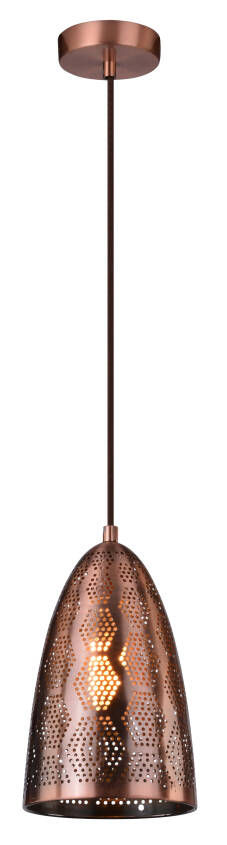 Candellux SFINKS 31-43313 lampa wisząca 1X60W E27 metalowy klosz stożek i ażurowy dekor miedziany 20 cm