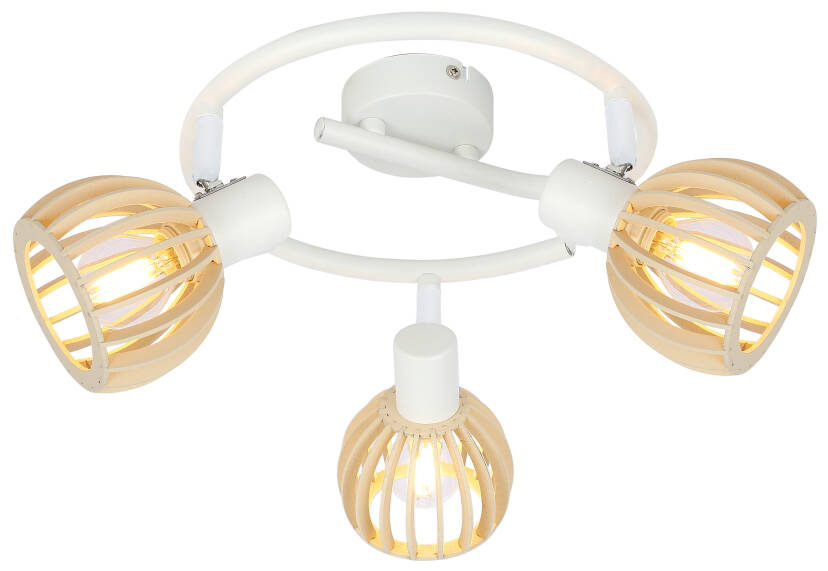 Candellux ATARRI 98-68125 plafon lampa sufitowa spirala biała regulacja klosza 3X25W E14 drewno 44cm