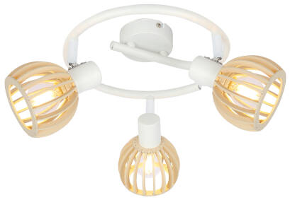 Candellux ATARRI 98-68125 plafon lampa sufitowa spirala biała regulacja klosza 3X25W E14 drewno 44cm