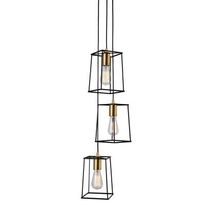 Italux Alanis MD-BR16556-D3-B/G lampa wisząca 3x60W E27 czarny 28cm