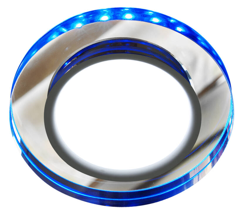 Candellux SSP-23 CH/TR+BL 2263915 oprawa do wbudowania stropowa niebieska 8W LED 230V ring LED oczko sufitowa okrągła szkło transparentne 11cm