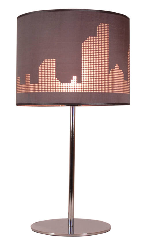 Candellux MANHATTAN 41-55029 lampa stołowa szary abażur z motywem 1X60W E27 28 cm