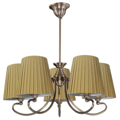 Candellux MOZART 35-34083 lampa wisząca abażur miodowy 5X60W E27 patynowa miedź 55cm