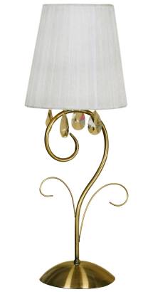 Candellux DYNASTY 41-09128 lampa stołowa abażur biały kryształki 1X40W E14 patyna 22cm