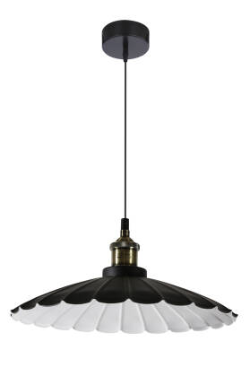 Candellux FLAM 31-56337 lampa wisząca1X60W E27 klosz stalowy czarny+ biały 34 cm