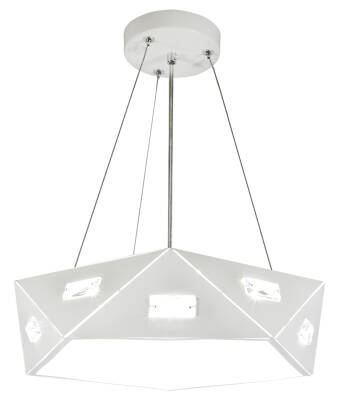 Candellux NEMEZIS 31-64875 lampa wisząca pięciokątna biała z kryształami LED 24W 4000K 42cm