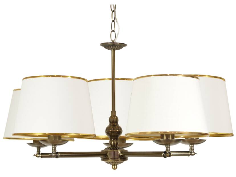 Candellux GRAND 35-99429 lampa wisząca abażur biały 5X40W E14 patyna 72cm