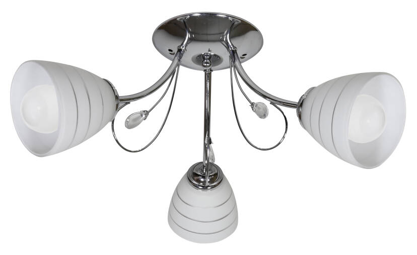 Candellux SIMPLI 33-63847plafon lampa sufitowa 3x40W E27 chrom z kryształkiem+klosz z paskiem 54cm