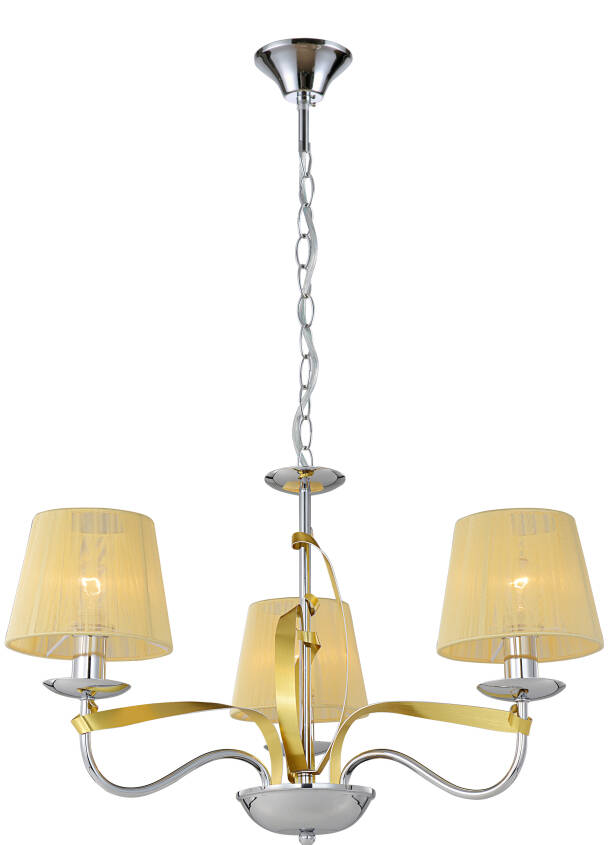 Candellux DIVA 33-55057 lampa wisząca chrom abażur złoty 3X40W E14 60cm