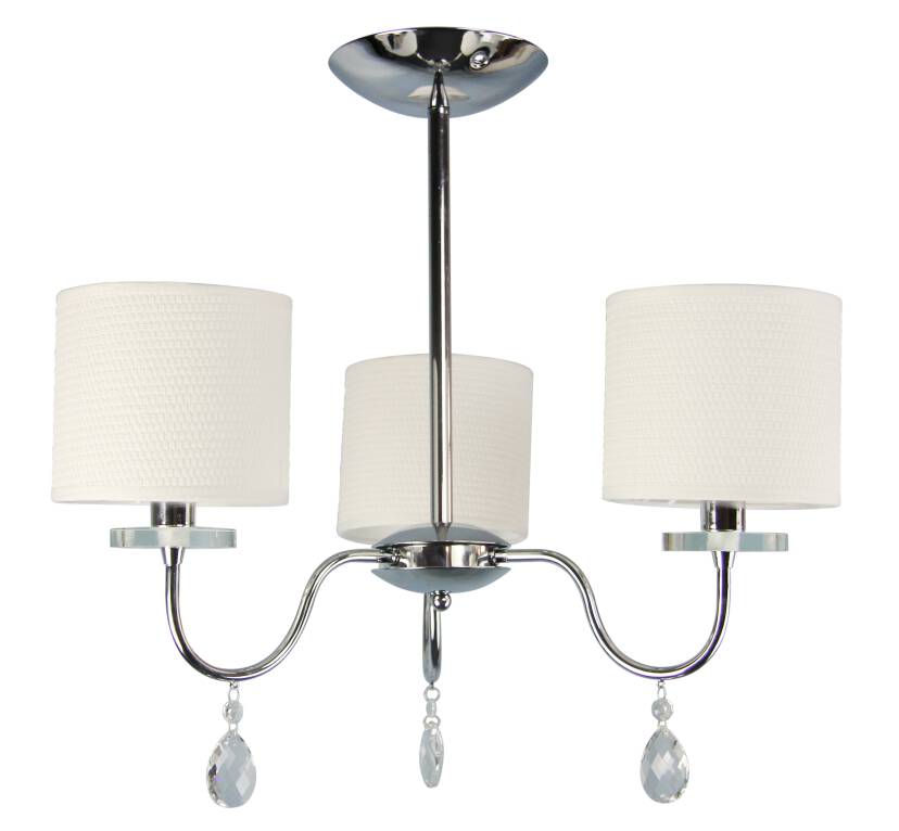 Candellux ESTERA 33-11664 lampa wisząca abażur jasnokremowy 3X40W E14 chrom kryształki 58cm