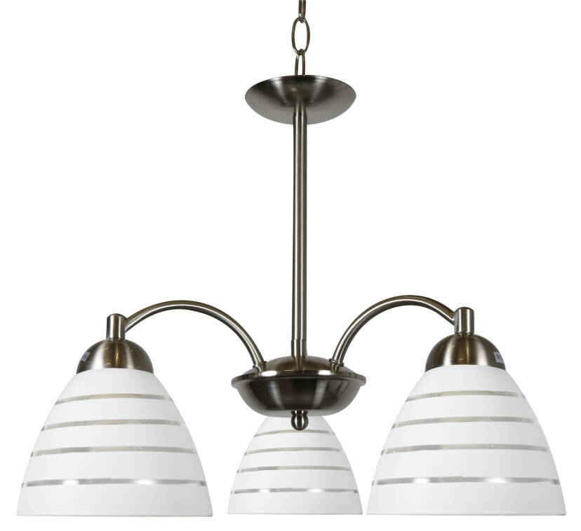 Candellux ULI 33-66152 lampa wisząca szklany klosz mleczny z paskiem 3X60W E27 satyna nikiel 52cm