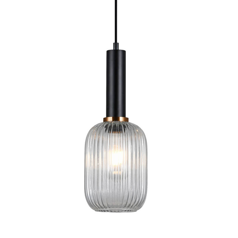 Italux Antiola PND-5588-1M-BK+CL lampa wisząca nowoczesna E27 15cm