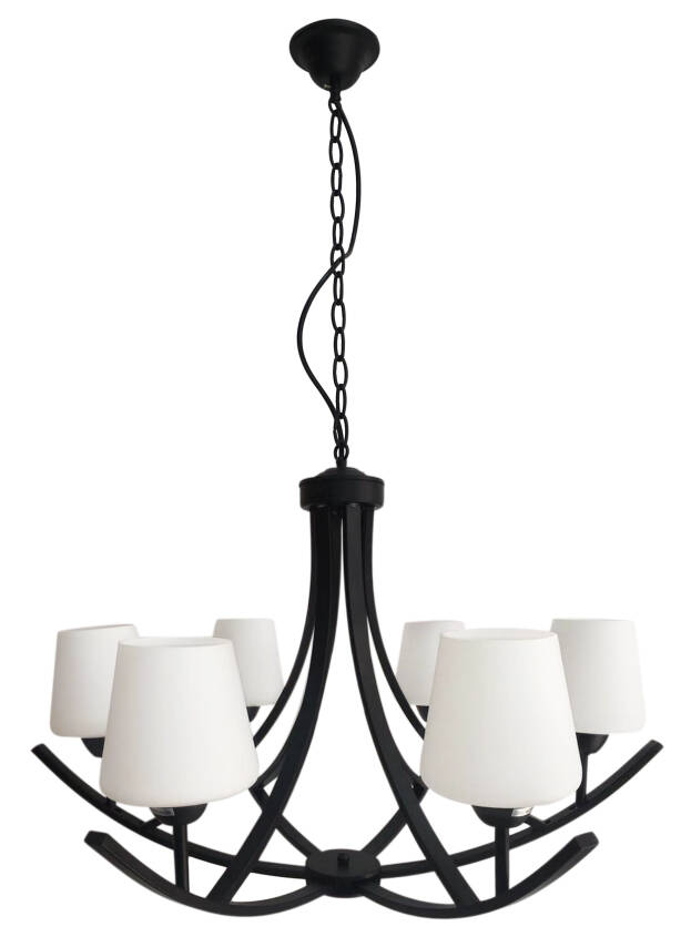 Candellux LONDYN 36-38845 lampa wisząca metal czarna szklane białe klosze 6X60W E27 78 cm 